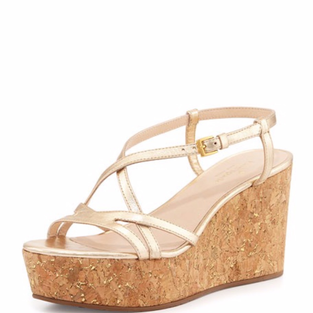Kate Spade Strappy Gold Cork Wedge